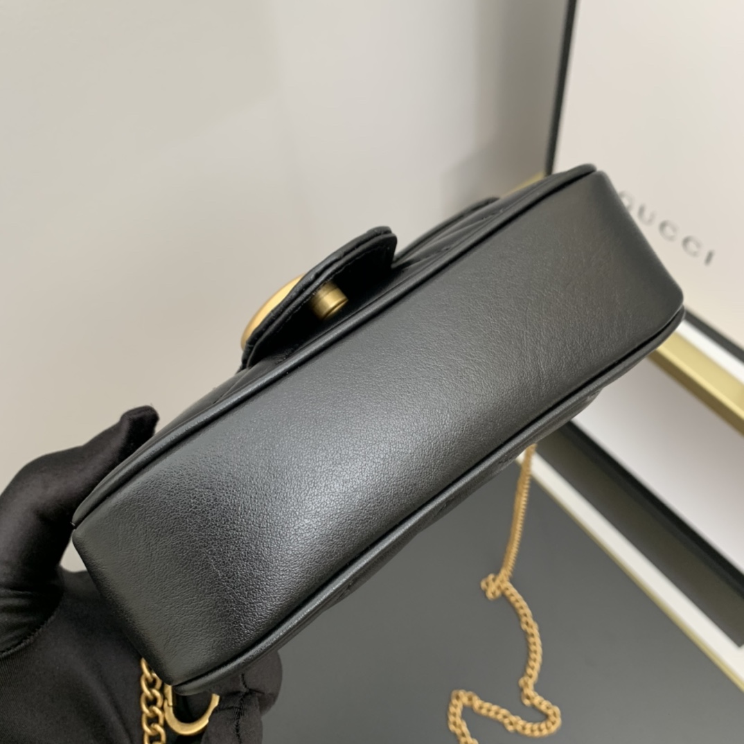 gg marmont matelassé S*per mini bag black 476433 - 16.5 x 10 x 4.5cm