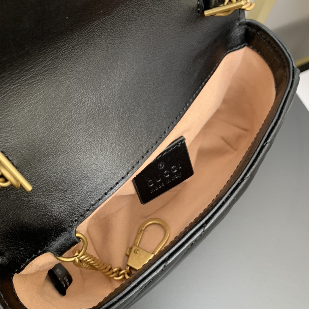 gg marmont matelassé S*per mini bag black 476433 - 16.5 x 10 x 4.5cm