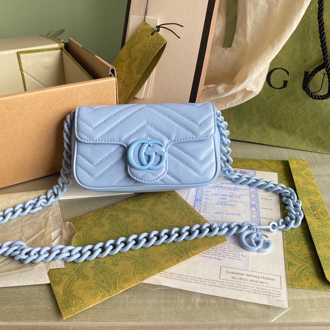 GG Marmont belt bag Pale Blue 699757 - 16.5 x 10 x 4.5cm