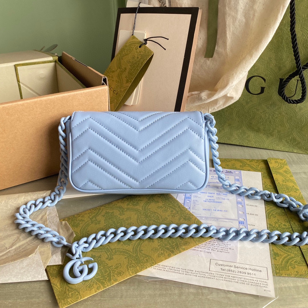 GG Marmont belt bag Pale Blue 699757 - 16.5 x 10 x 4.5cm