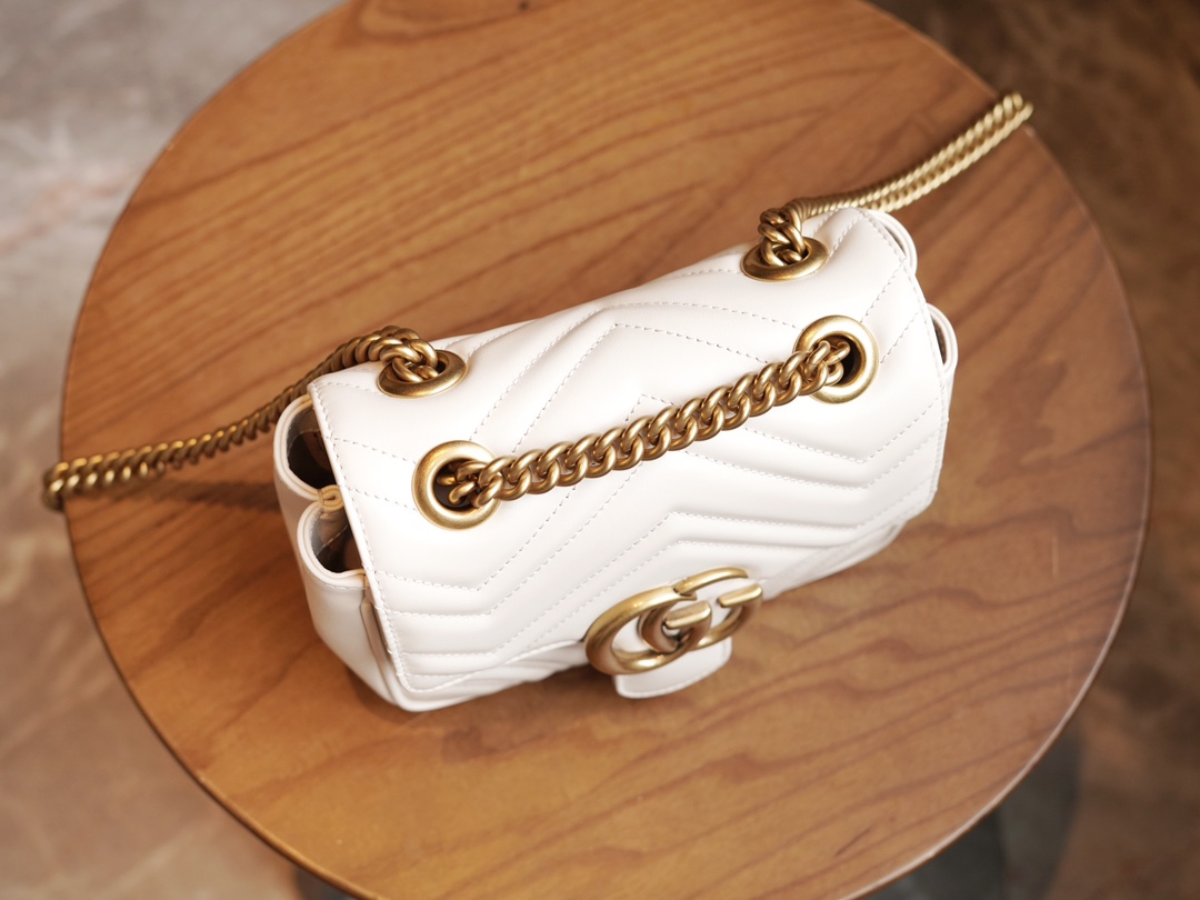 GG Marmont mini shoulder bag White 739682 - 18x15x8cm