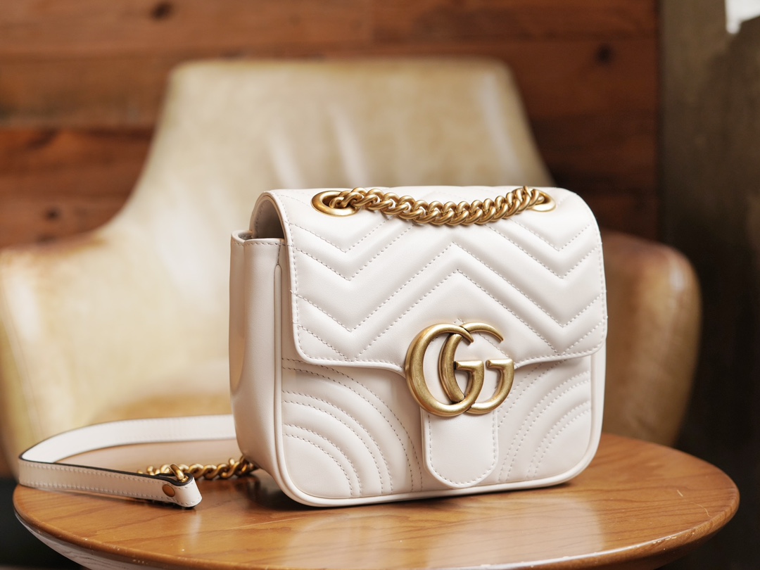 GG Marmont mini shoulder bag White 739682 - 18x15x8cm