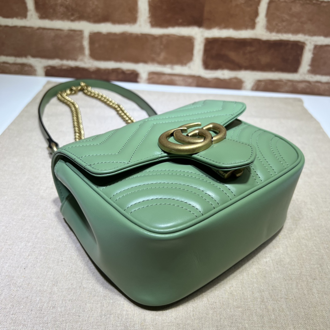 GG Marmont mini shoulder bag Green 739682 - 18x15x8cm