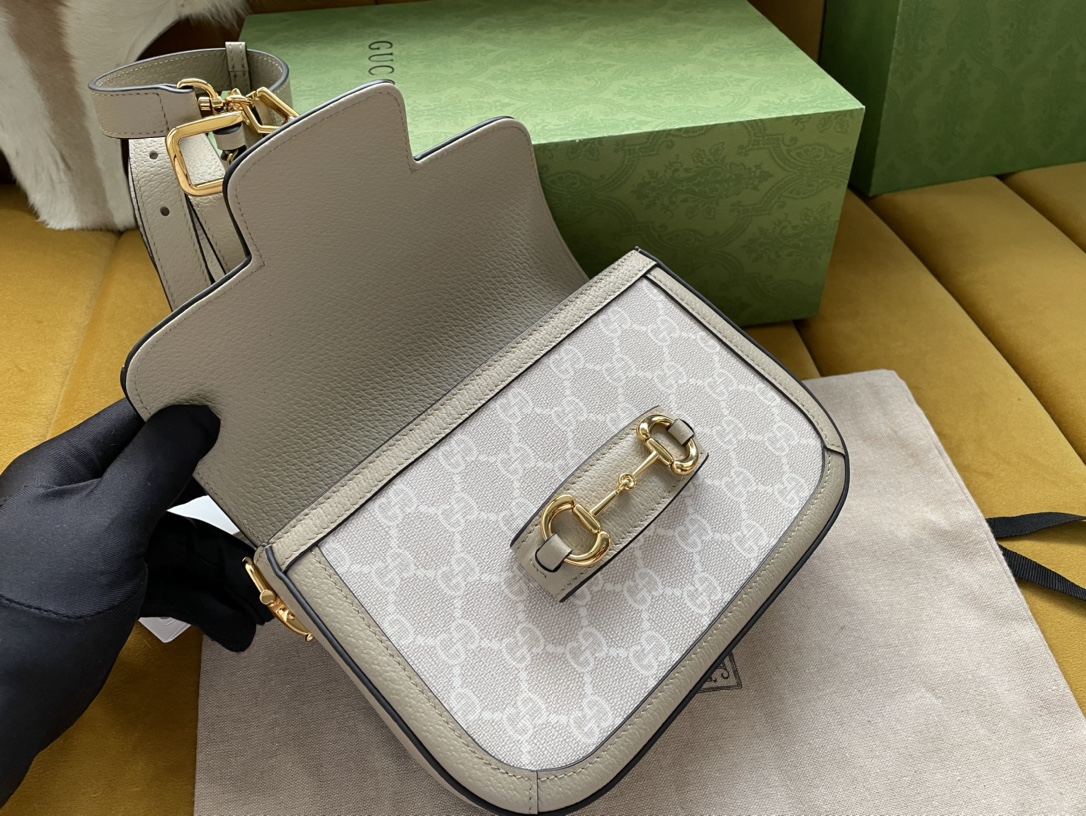 Gvc*1 horsebit 1955 mini bag light beige gg svp*me canvas ‎658574 - 20.5x14.5x5cm