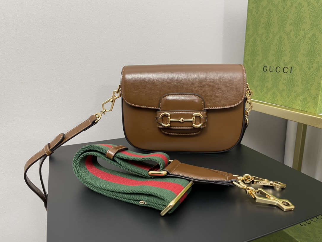 Gvc*1 horsebit 1955 mini bag brown leather ‎658574 - 20.5x14.5x5cm