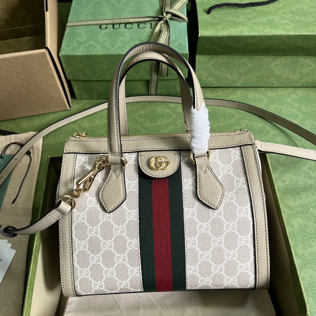 Gvc*1 ophidia small gg tote bag beige/white 547551 - 24 x 20.5 x 10.5cm