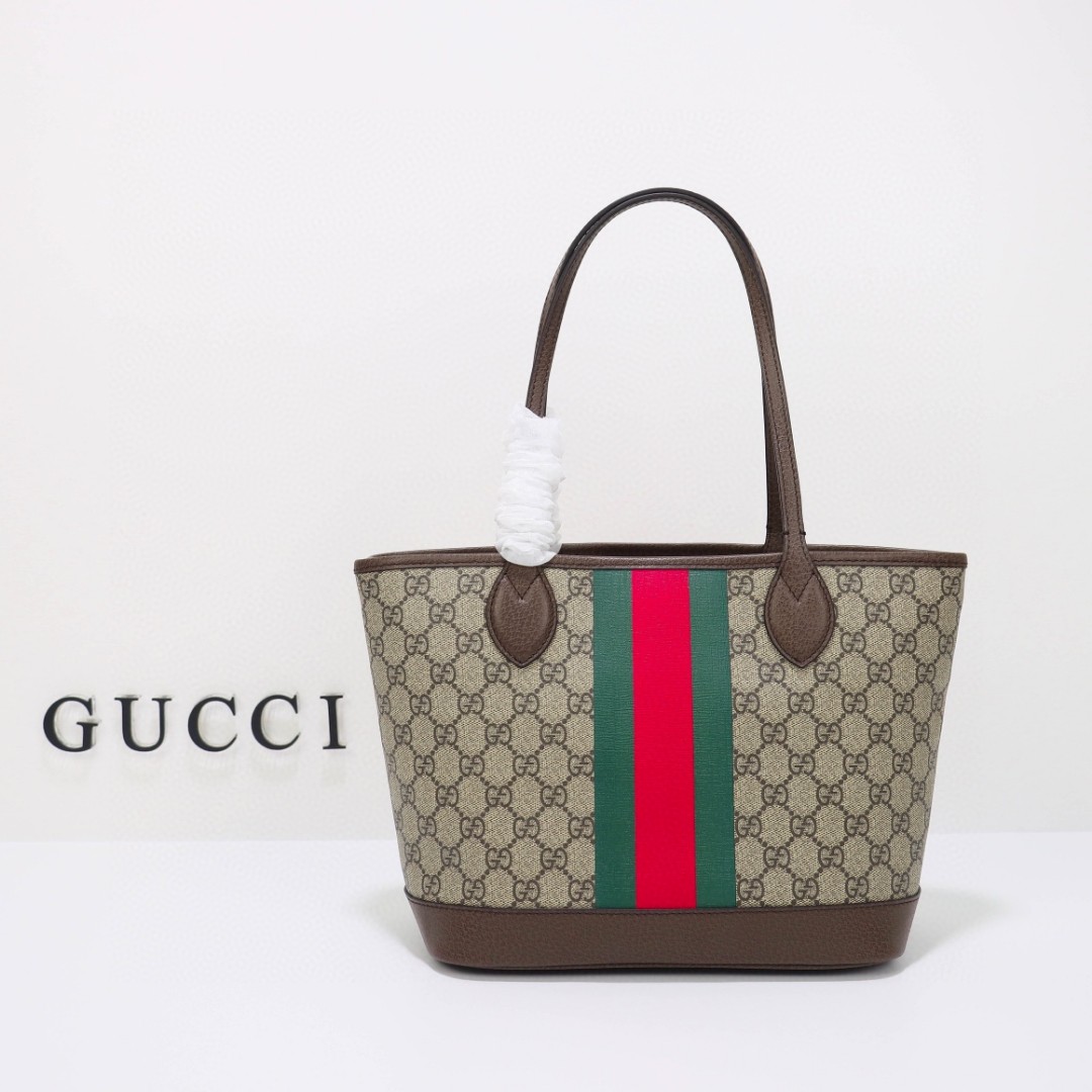 Gvc*1 ophidia small tote bag brown leather 726762 - 25 x 22 x 12cm