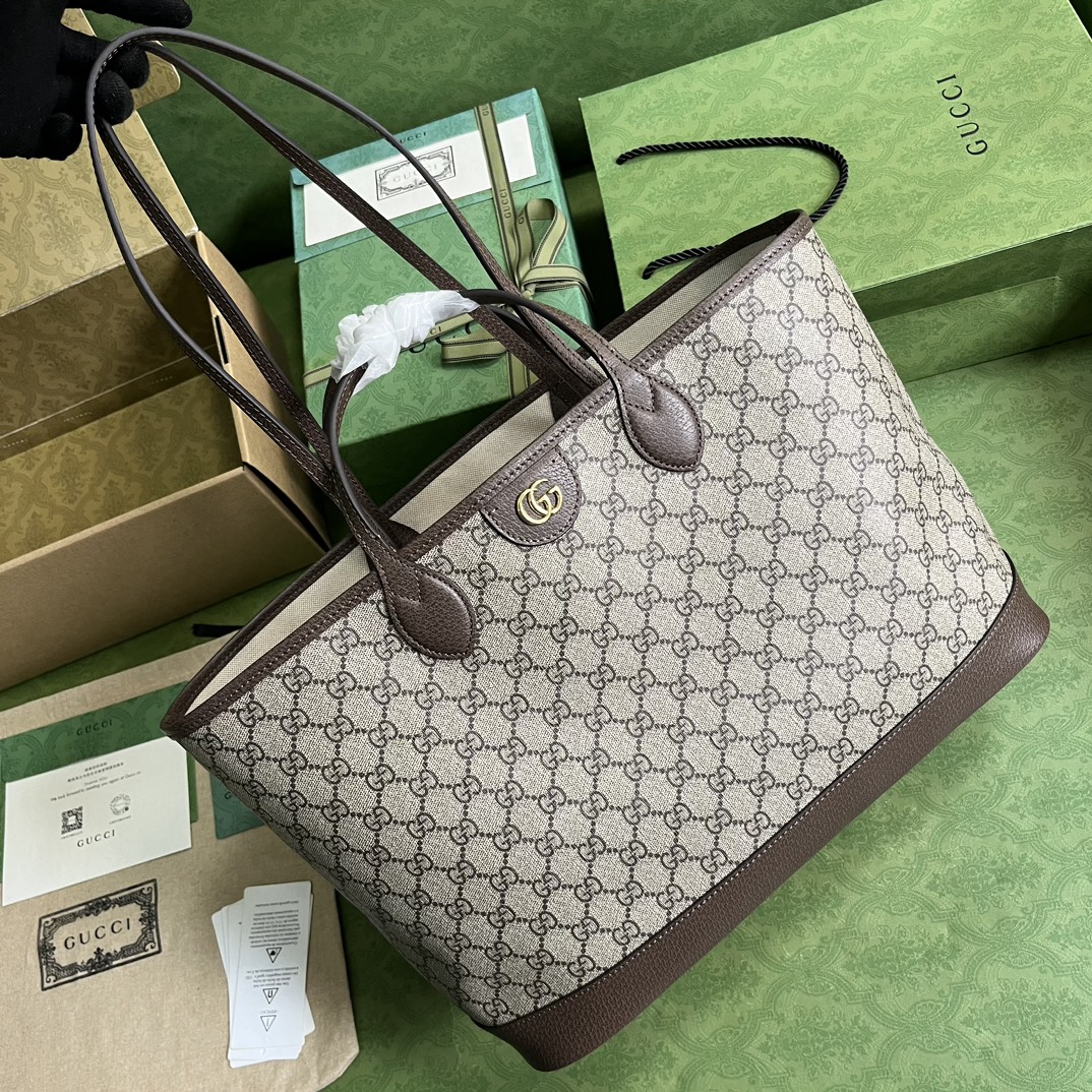 Gvc*1 ophidia medium tote bag brown leather  739730  - 38.5 x 28.5 x 15cm