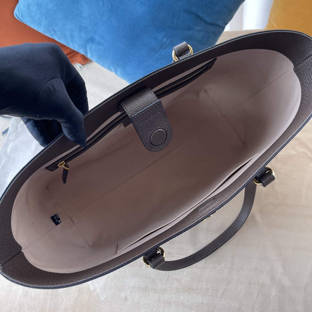 Gvc*1 ophidia gg medium tote brown leather   739730  - 38 x 28 x 14cm