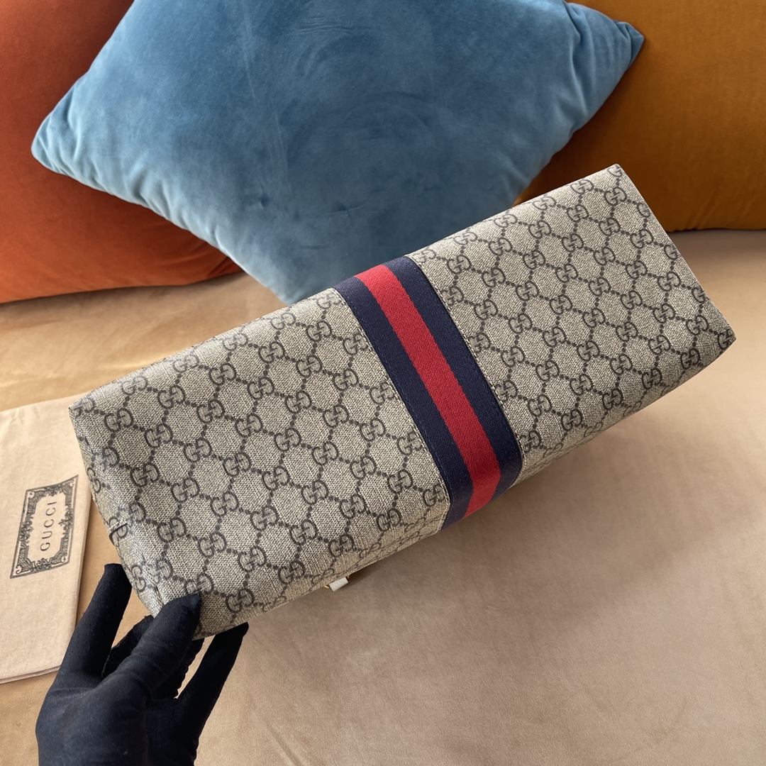 Gvc*1 ophidia gg medium tote oatmeal leather 739730  - 38 x 28 x 14cm