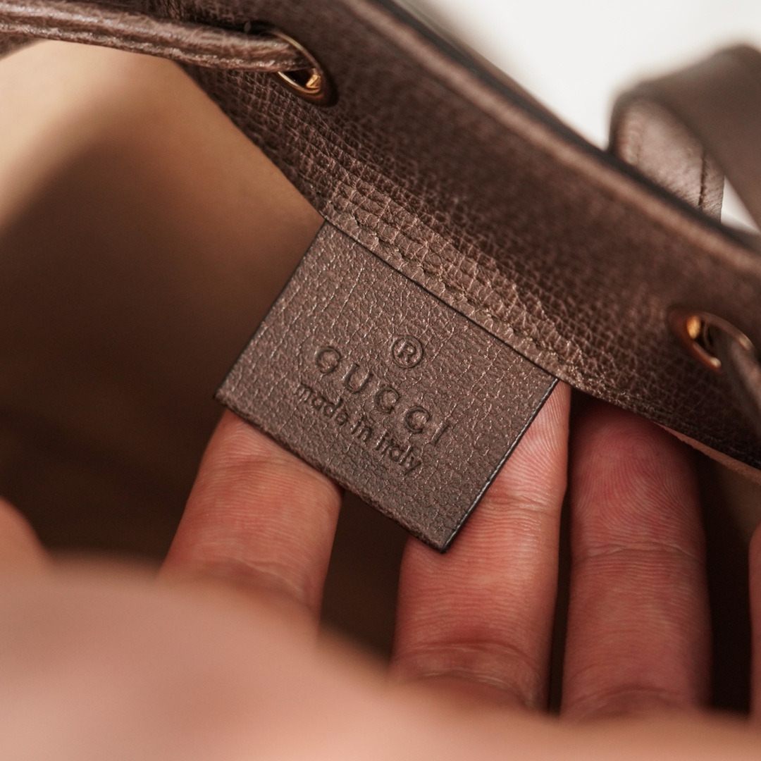 Gvc*1 ophidia mini gg bucket bag brown leather 550620 - 15.5x19x9cm