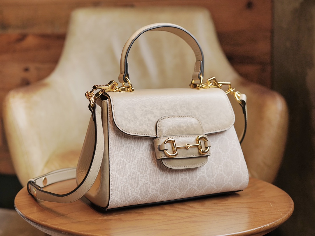 Gvc*1 horsebit 1955 small bag white beige 703848 - 22x16x10.5cm