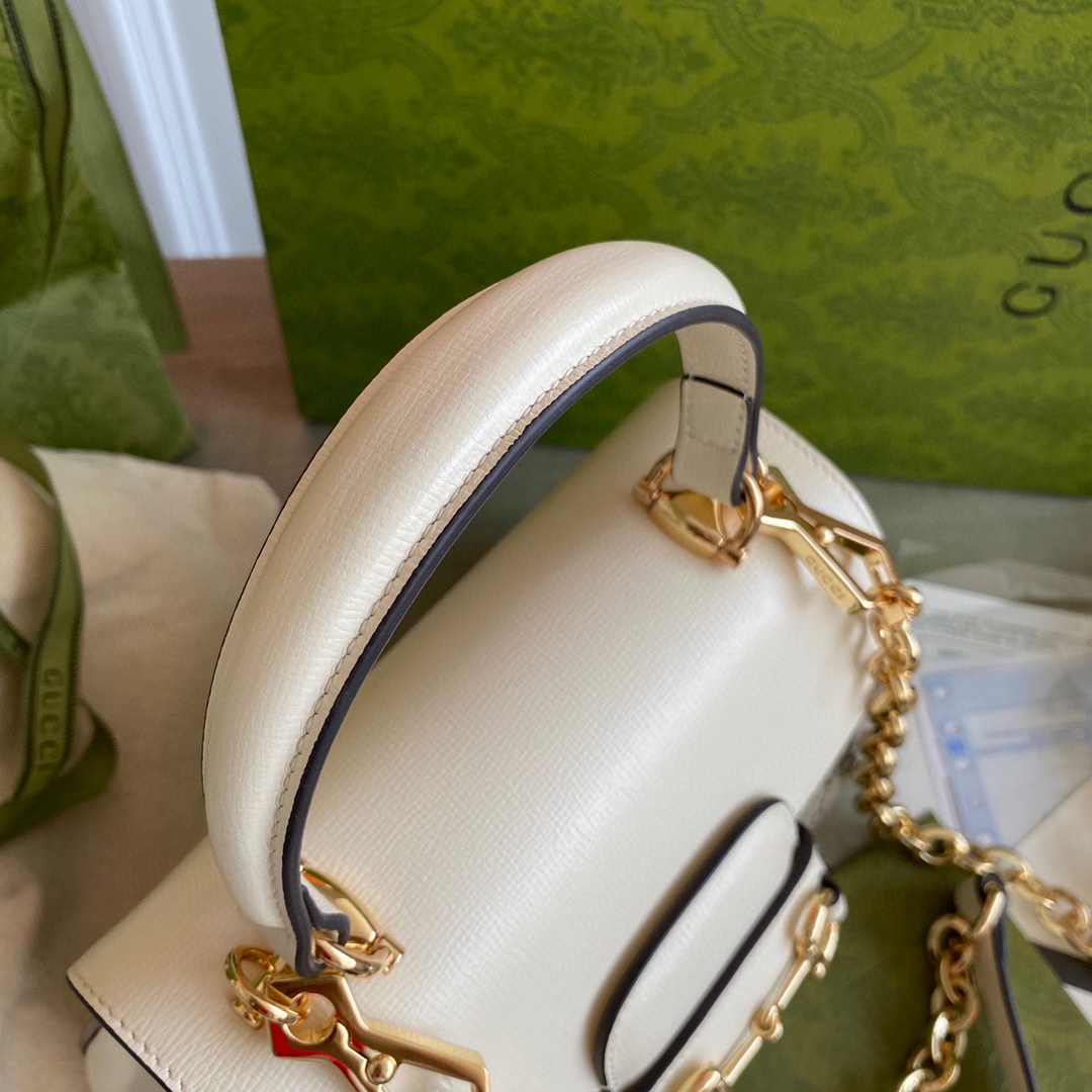 Gvc*1 horsebit 1955 small bag white grey 703848 - 22x16x10.5cm