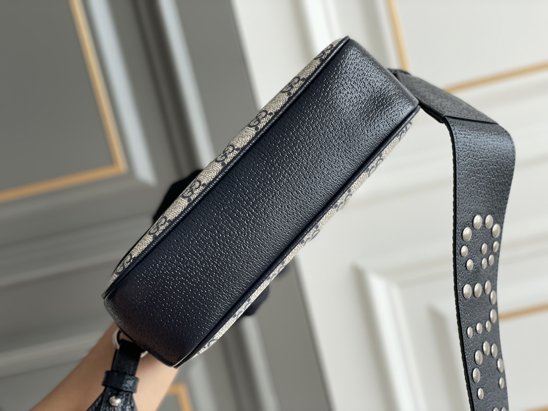 Gvc*1 ophidia mini gg shoulder bag black leather 722117   - 23x17x7cm