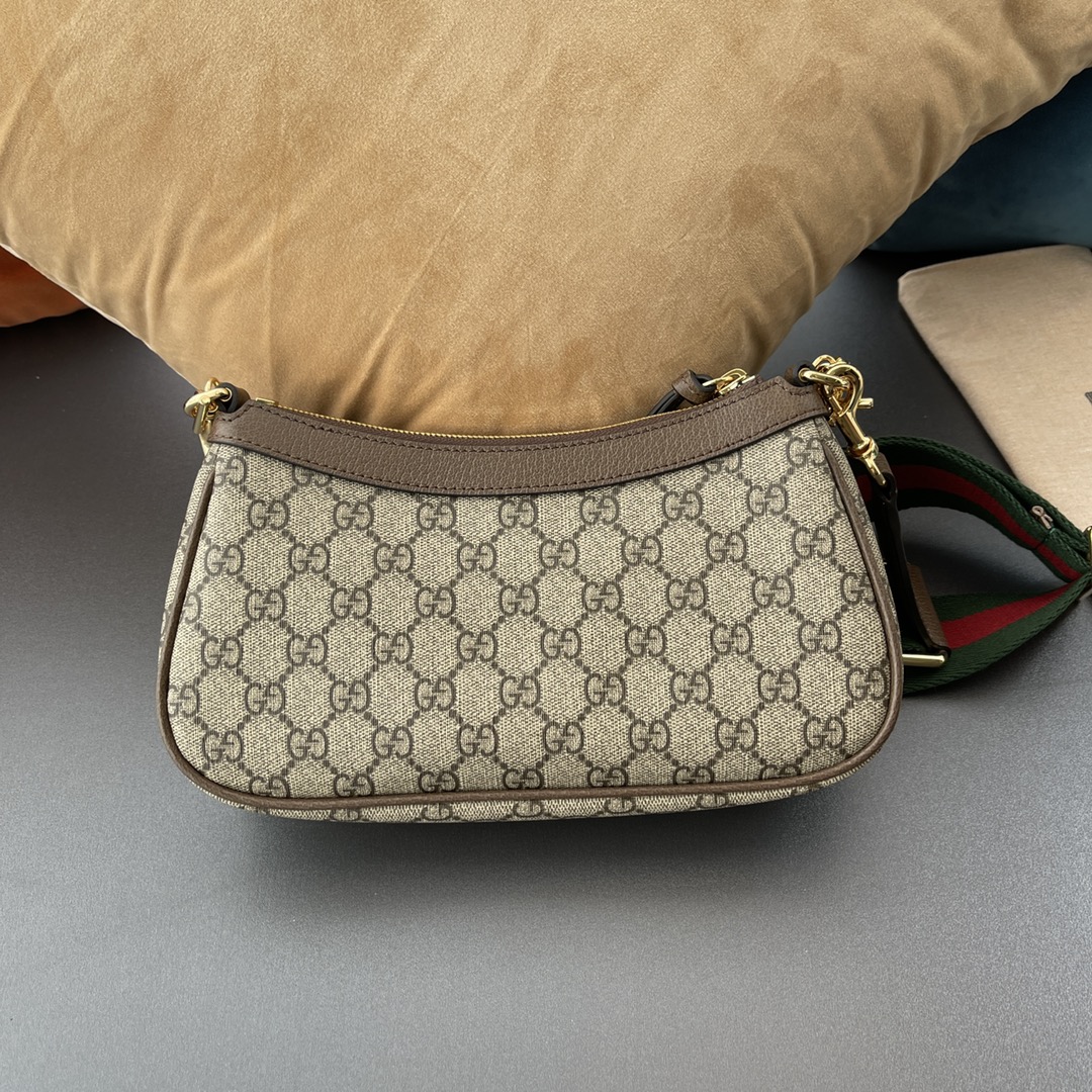 Gvc*1 ophidia small handbag brown leather 735132  - 25 x 15.5 x 6cm