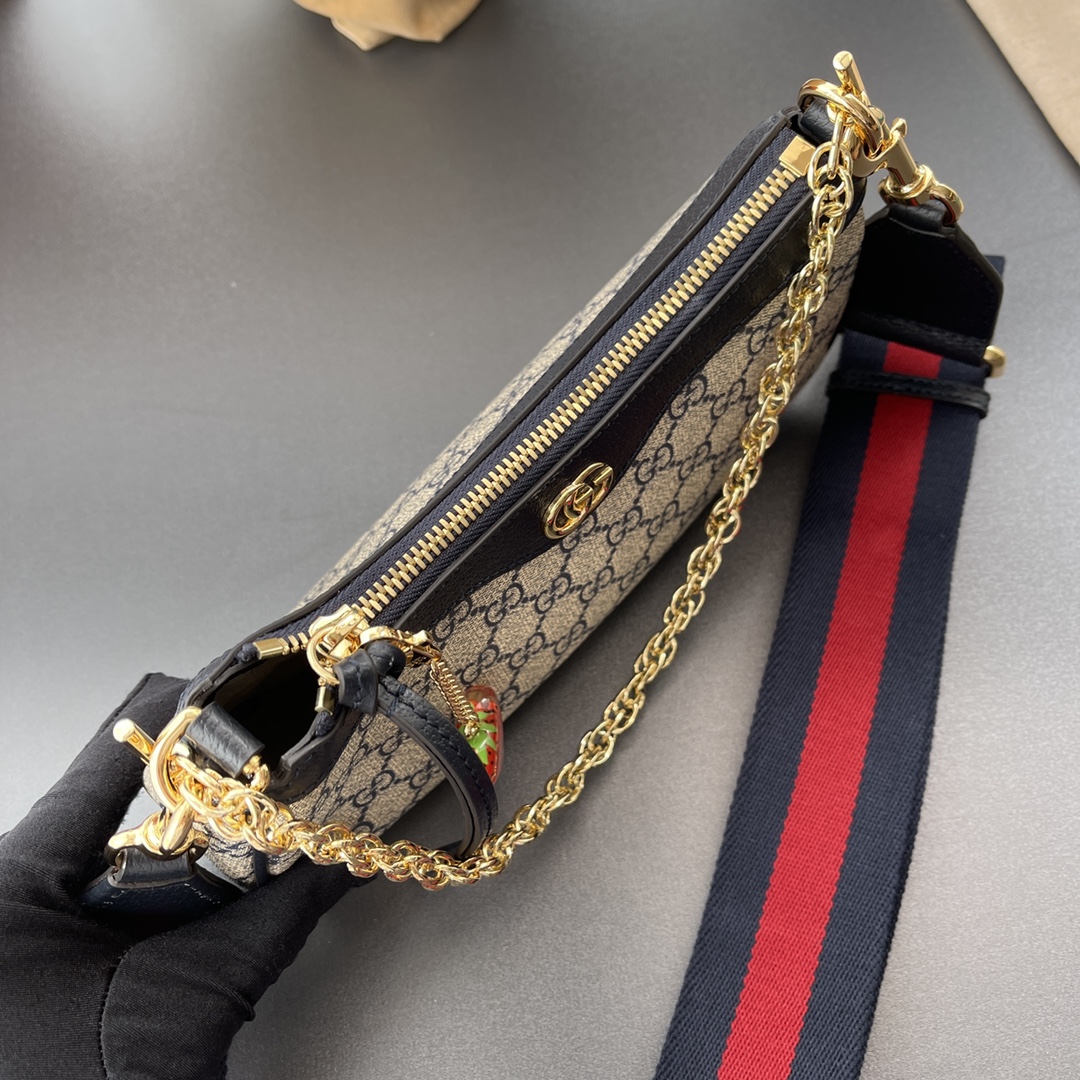 Gvc*1 ophidia small handbag black leather 735132  - 25 x 15.5 x 6cm