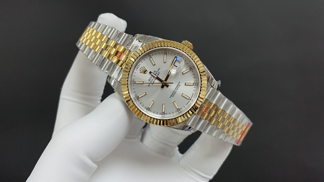 R01ex oyster perpetual date just  slivery and golden  41mm 3235