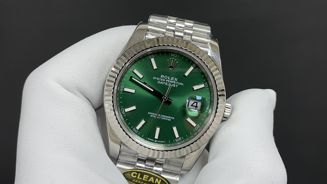 R01ex oyster perpetual date just white and green 41mm 3235