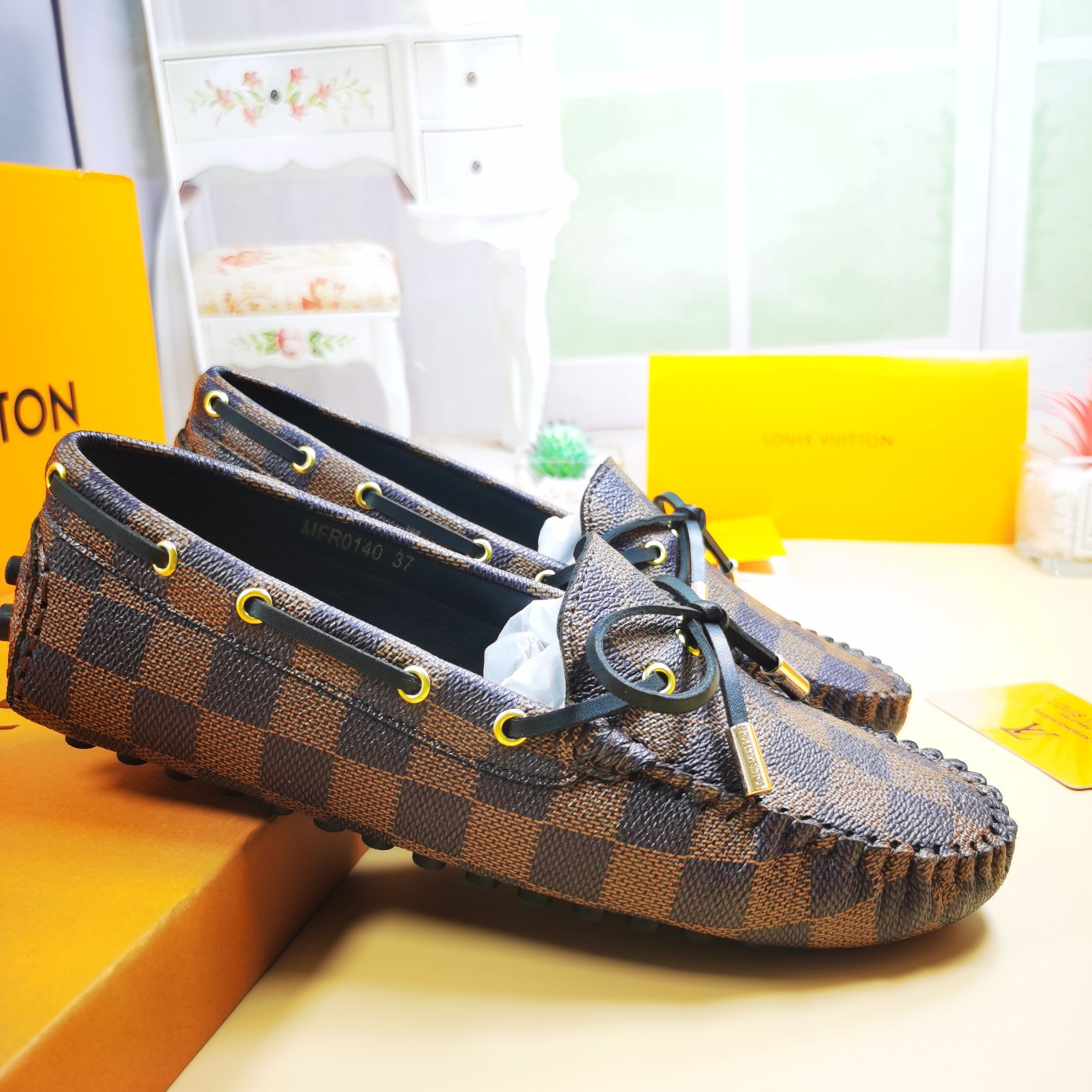 LV flat checkerboard shoe cawhide sheepskin 35-46