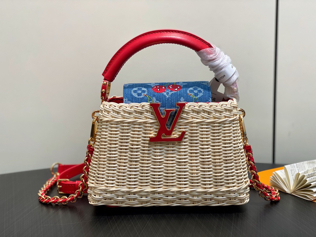lv Capucines Braided Cherry red