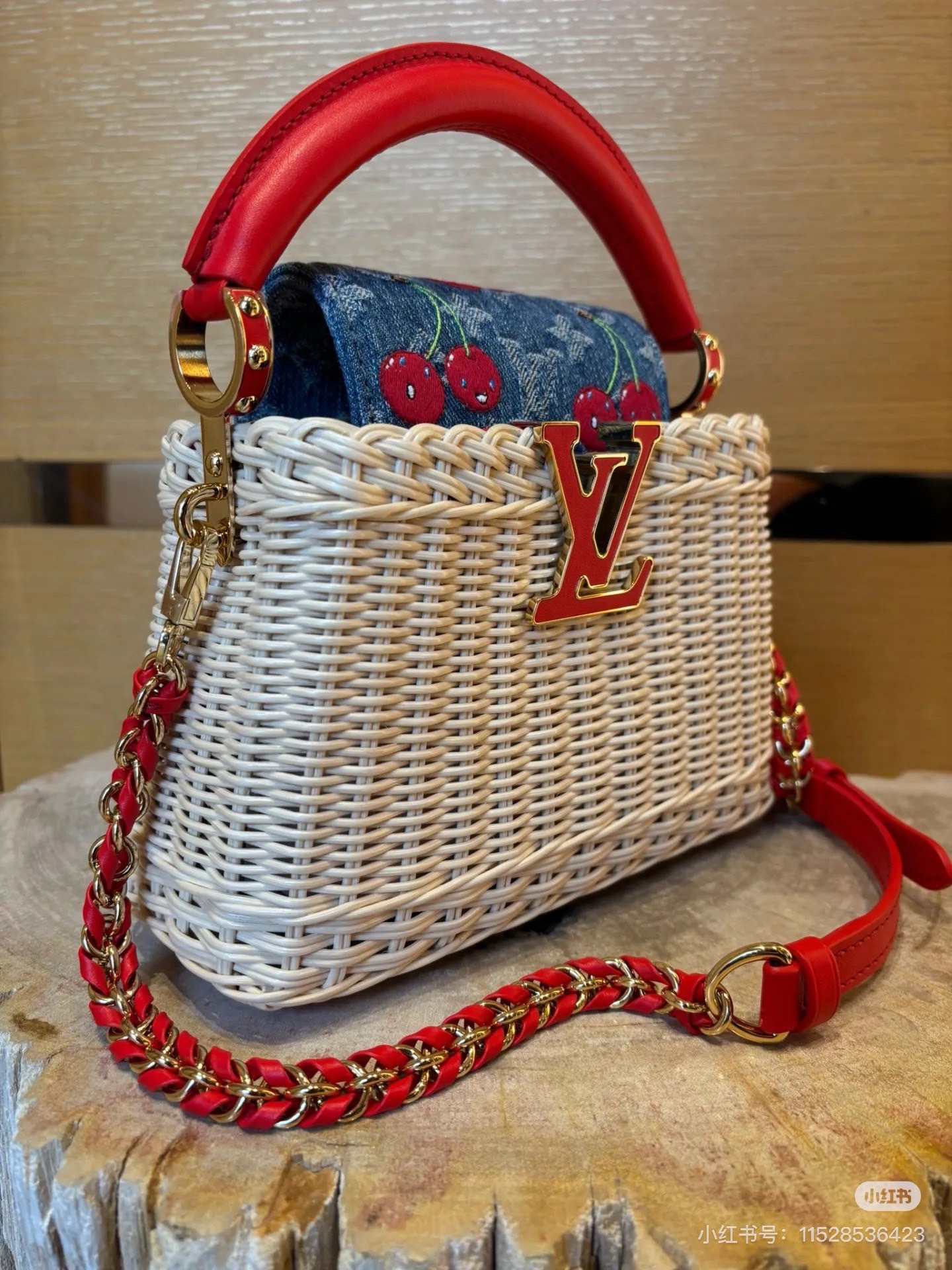 lv Capucines Braided Cherry red